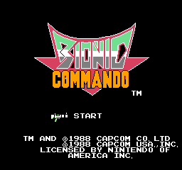 Bionic Commando title screen for NES